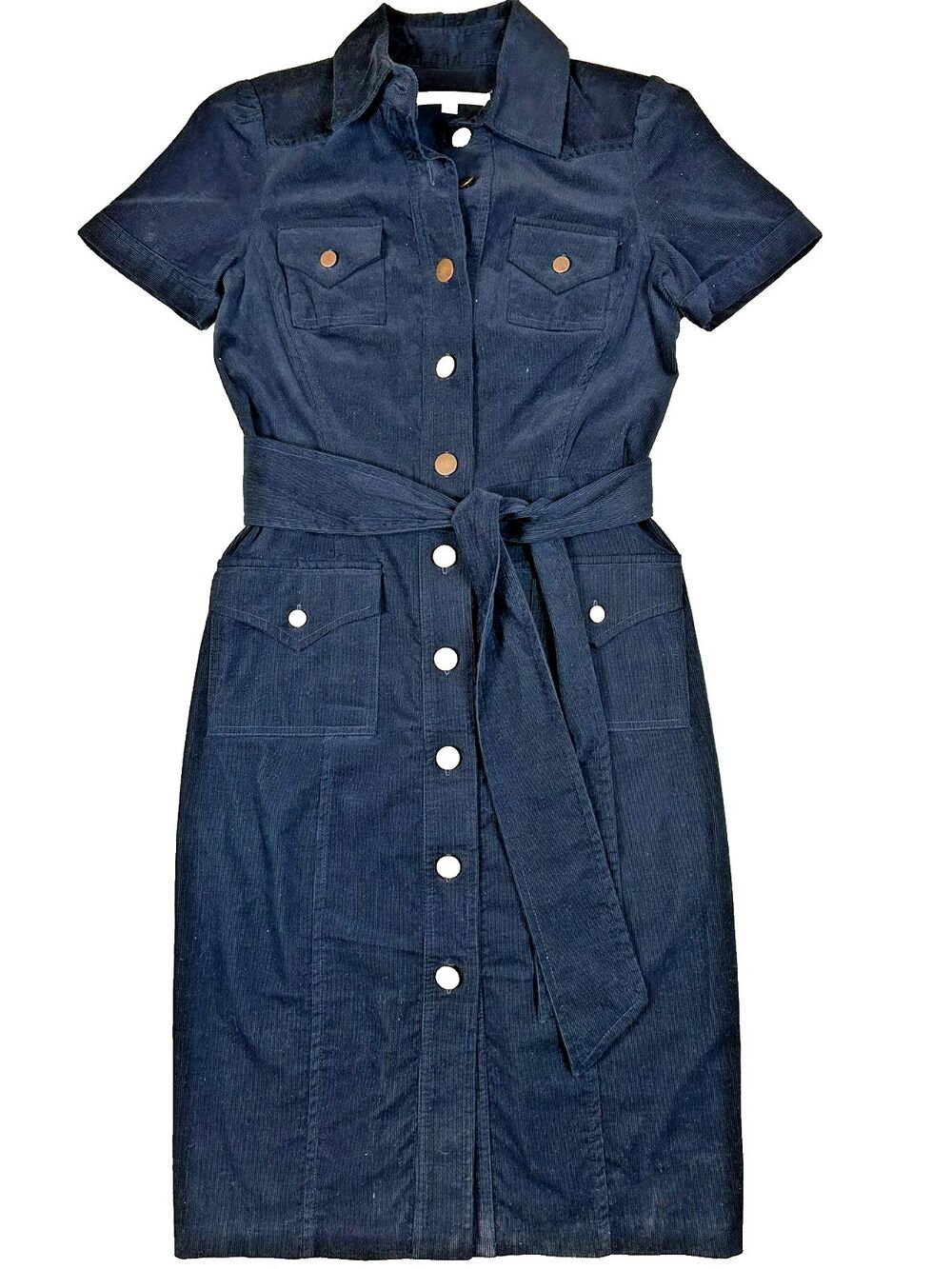 Diane von Furstenberg Shirt Dress Preppy Twee Retro Dark Academia Corduroy 8